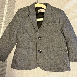 H&M Boys Gray Blazer Jacket Sports Coat Wool blend with lining 18-24 2Y